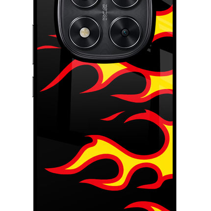 Side Sweep Flames Redmi Note 14 Pro 5G Glass Case Back Cover by Casekaro