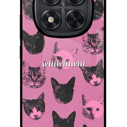 Pink Cats Redmi Note 14 Pro 5G Glass Case Back Cover by Casekaro