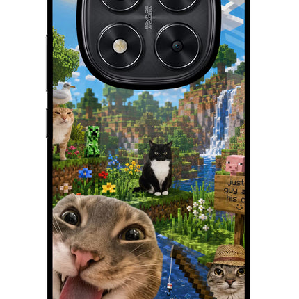 Minecraft Cat Chaos Redmi Note 14 Pro 5G Glass Case Back Cover by Casekaro