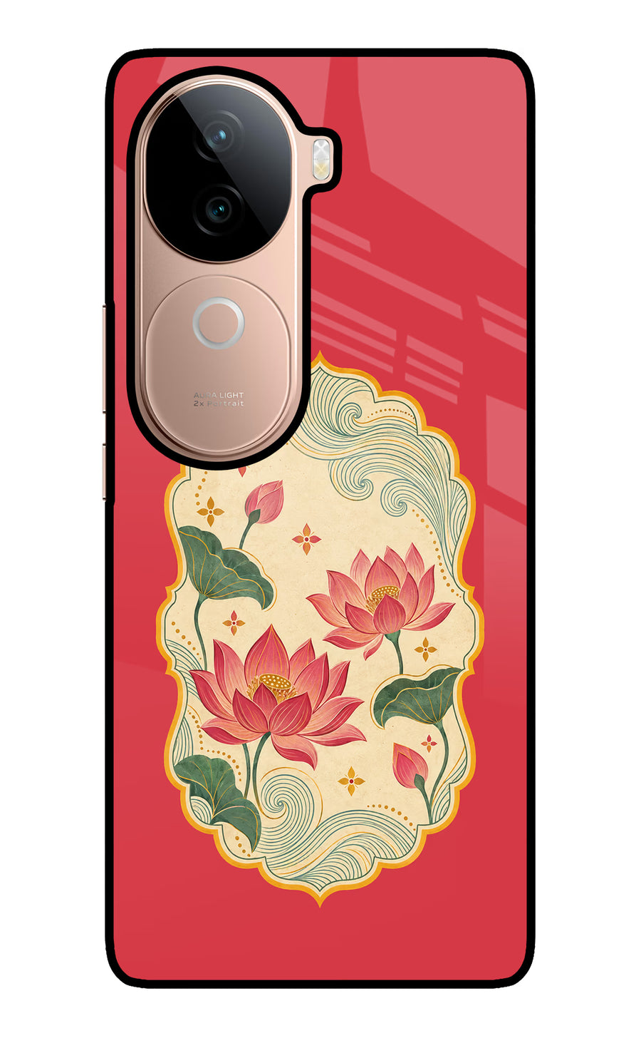 Pink Lotus Vivo V40e 5G Back Cover, Glass case