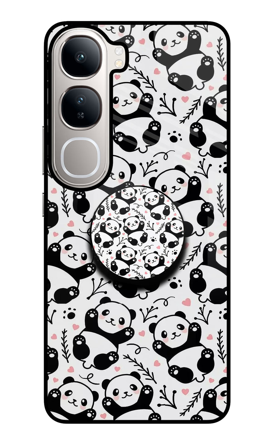 Cute Panda Vivo Y300 5G Pop Case, Glass case