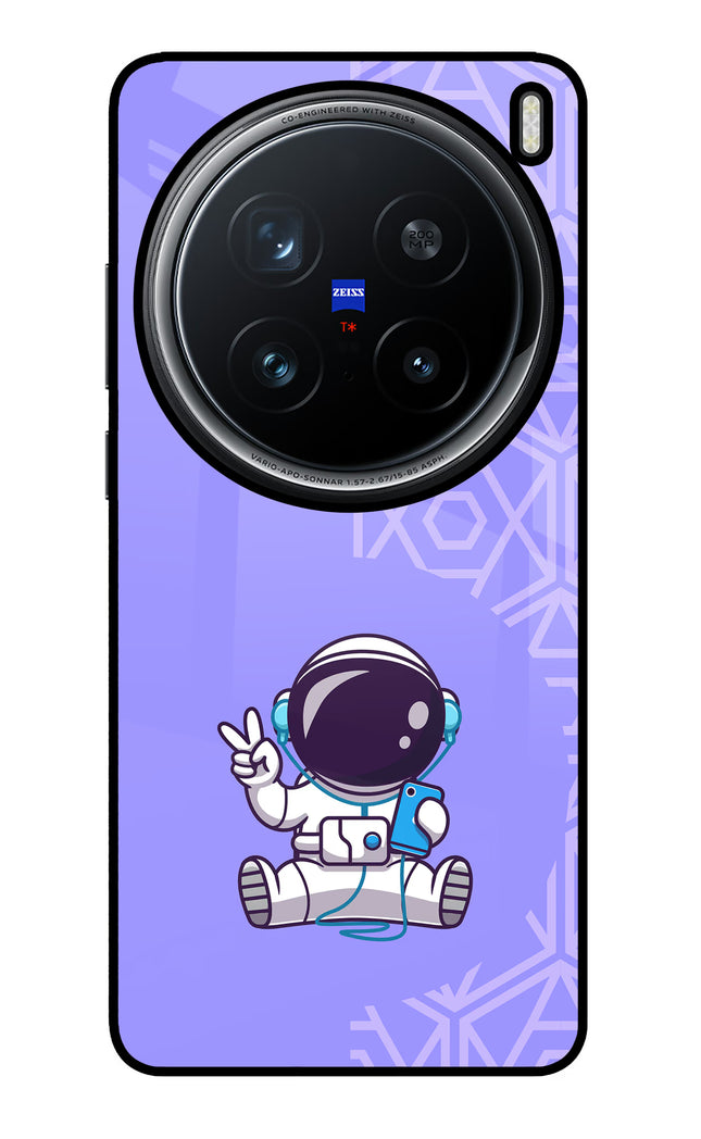 Cute Astronaut Chilling Vivo X200 Pro 5G Glass Case Back Cover by Casekaro