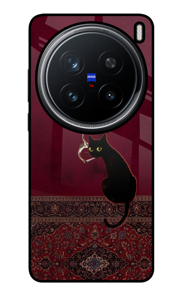 Midnight Cat Vivo X200 Pro 5G Glass Case Back Cover by Casekaro