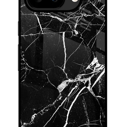 Black Marble Pattern Google Pixel 9A Glass Case