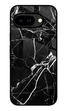 Black Marble Pattern Google Pixel 9A Glass Case