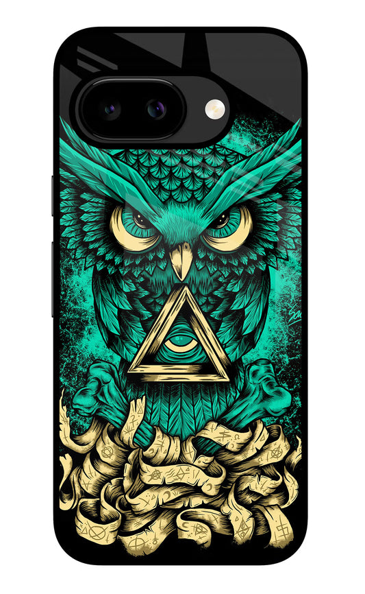 Green Owl Google Pixel 9A Glass Case