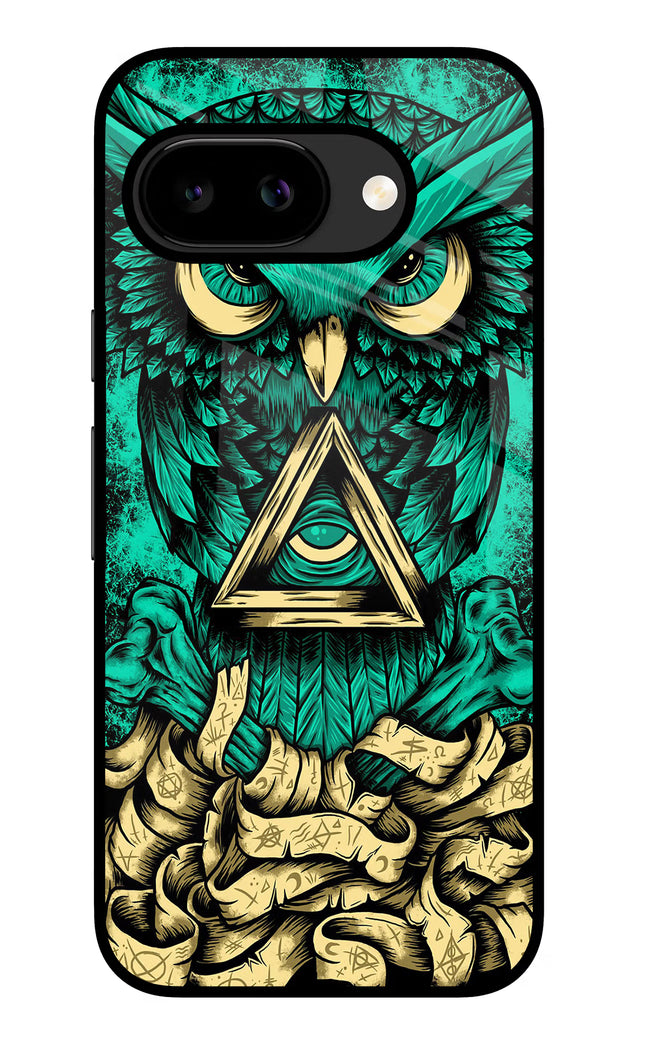Green Owl Google Pixel 9A Glass Case