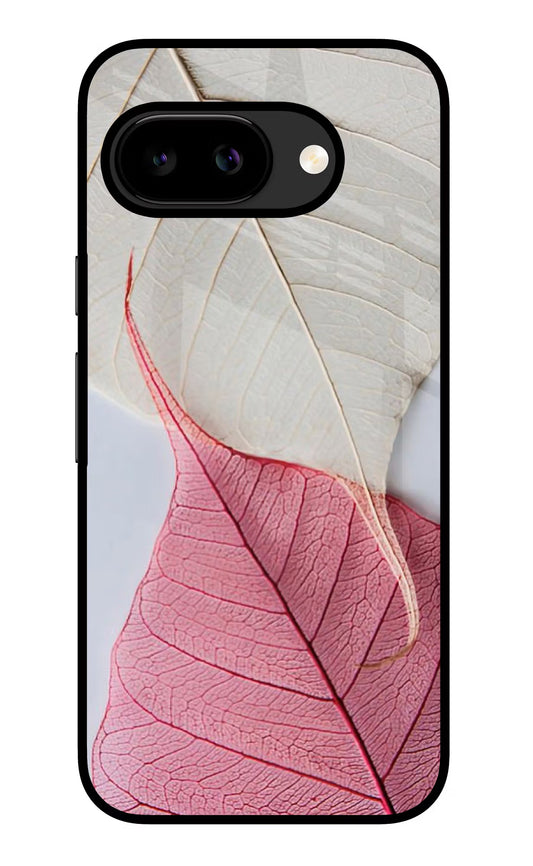 White Pink Leaf Google Pixel 9A Glass Case