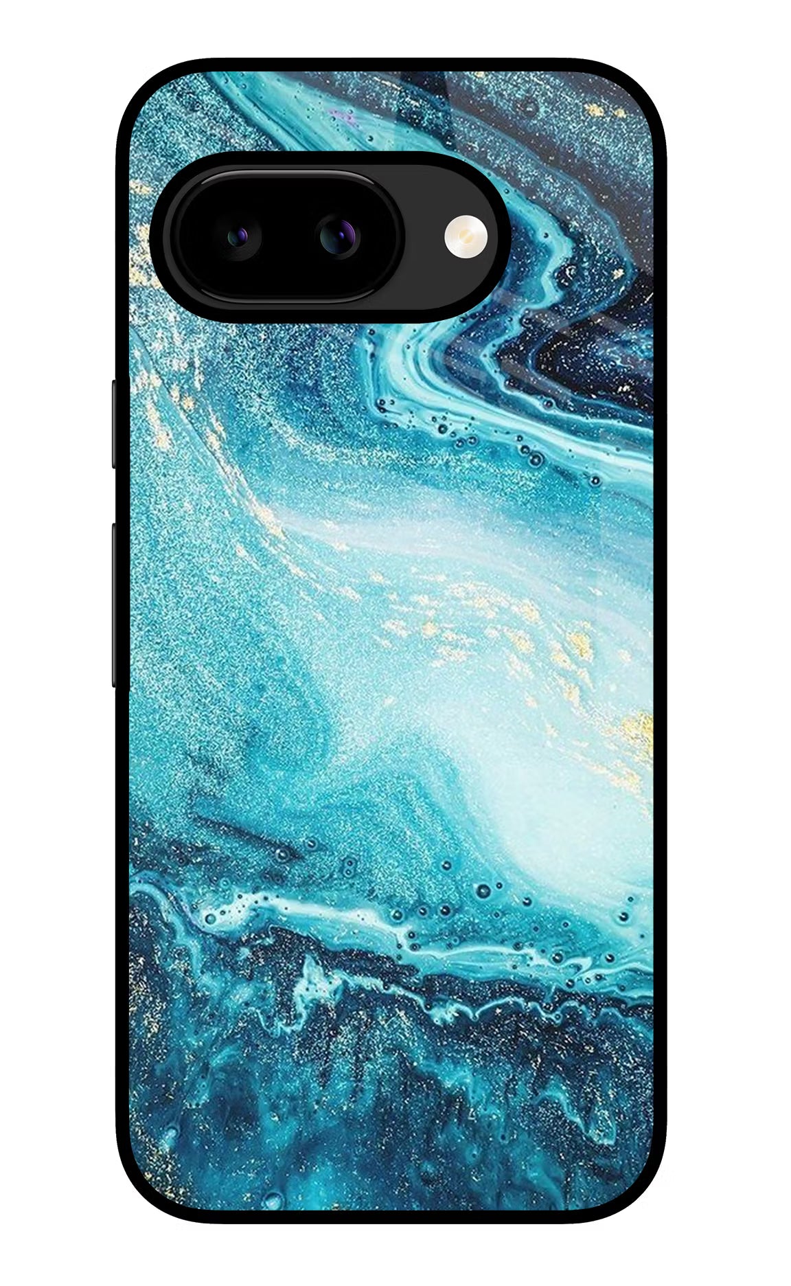 Blue Glitter Marble Google Pixel 9A Glass Case