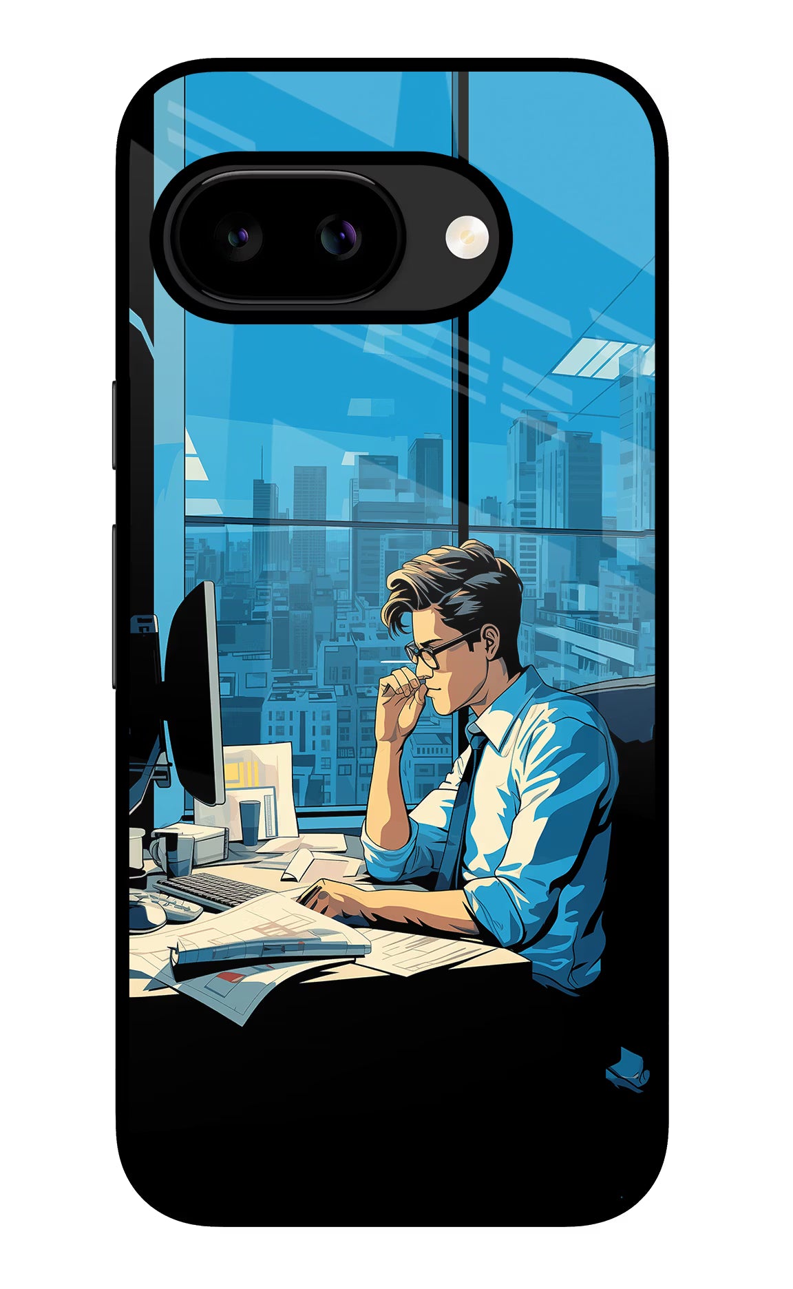 Focused Hustler (AI Generated) Google Pixel 9A Glass Case