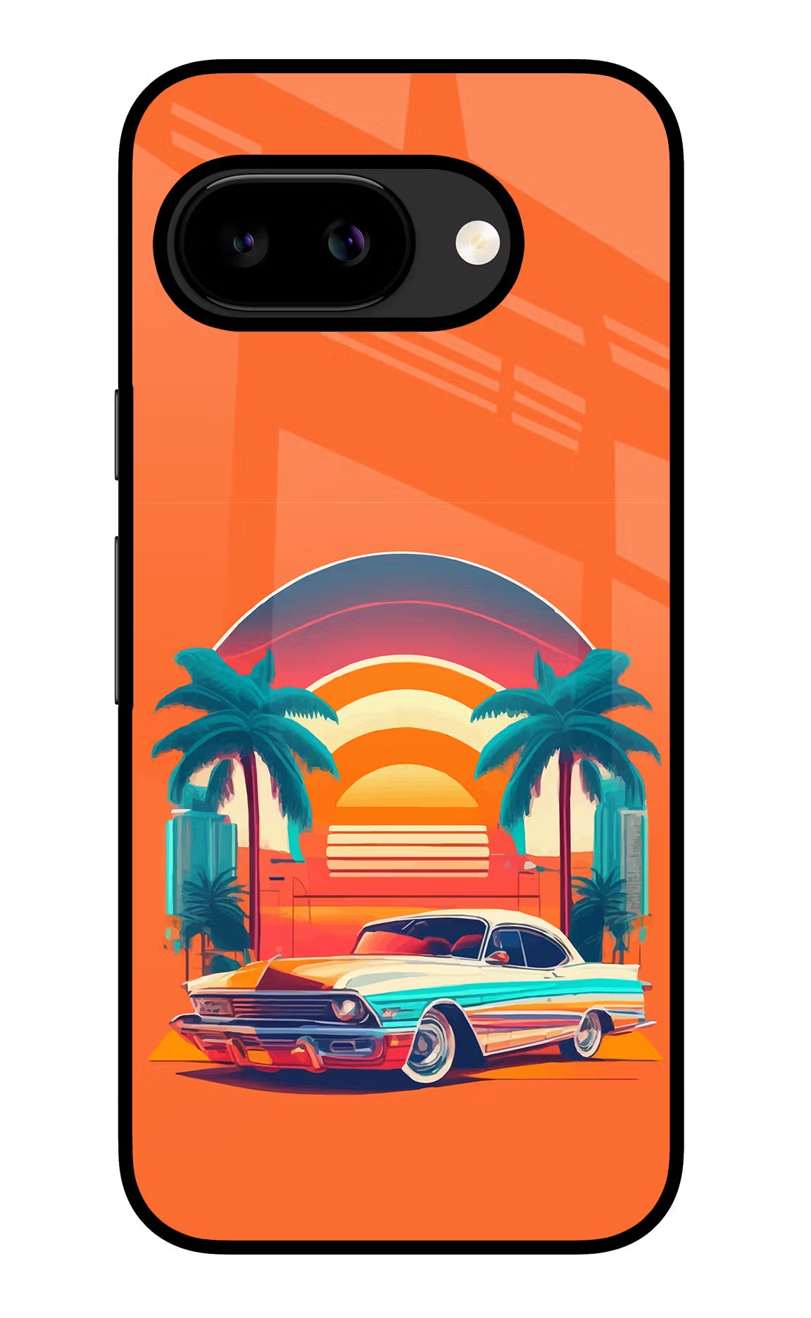 Palm Drive 80s Google Pixel 9A Glass Case