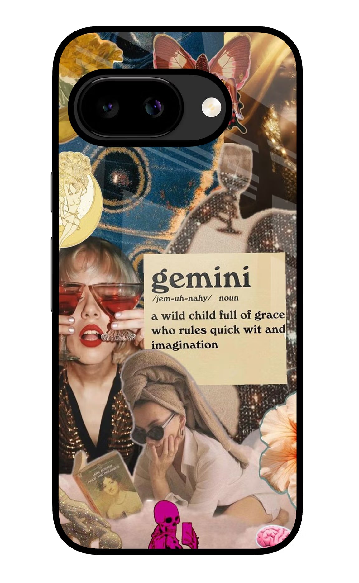Gemini Zodiac Google Pixel 9A Glass Case Back Cover by Casekaro