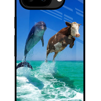 Dolphin vs Cow Google Pixel 9A Glass Case