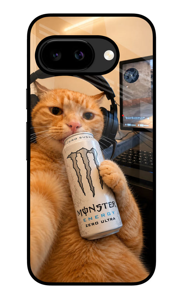 Gamer Cat Energy Google Pixel 9A Glass Case