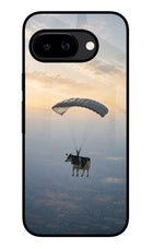 Skydiving Cow Google Pixel 9A Glass Case