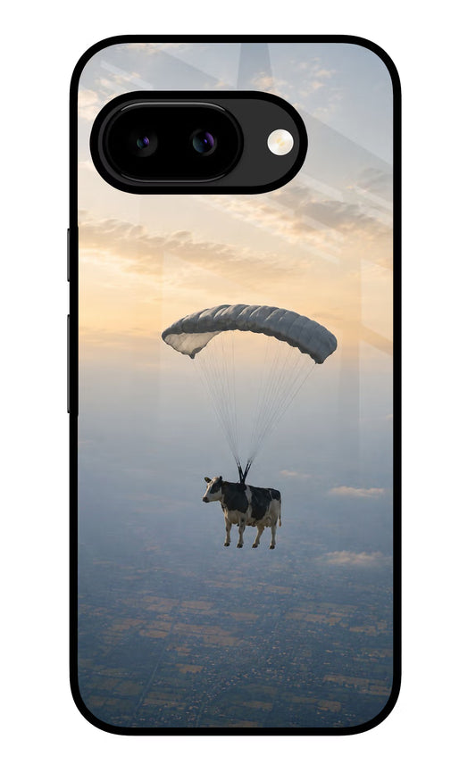 Skydiving Cow Google Pixel 9A Glass Case