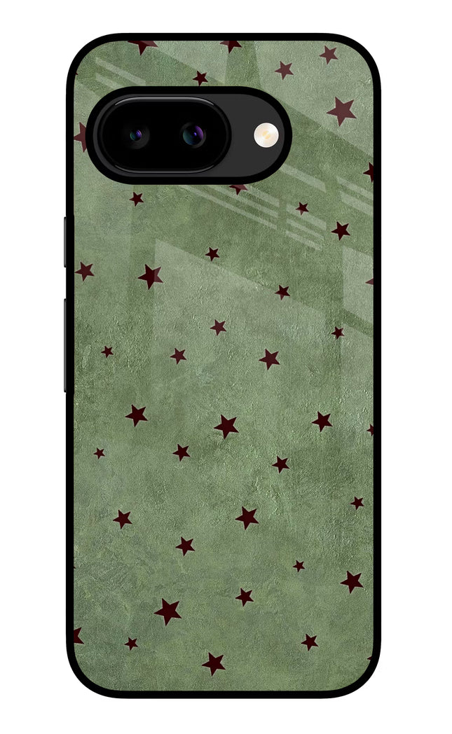 Green Stars Google Pixel 9A Glass Case Back Cover by Casekaro