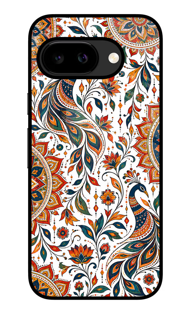 White Mayura Google Pixel 9A Glass Case Back Cover by Casekaro
