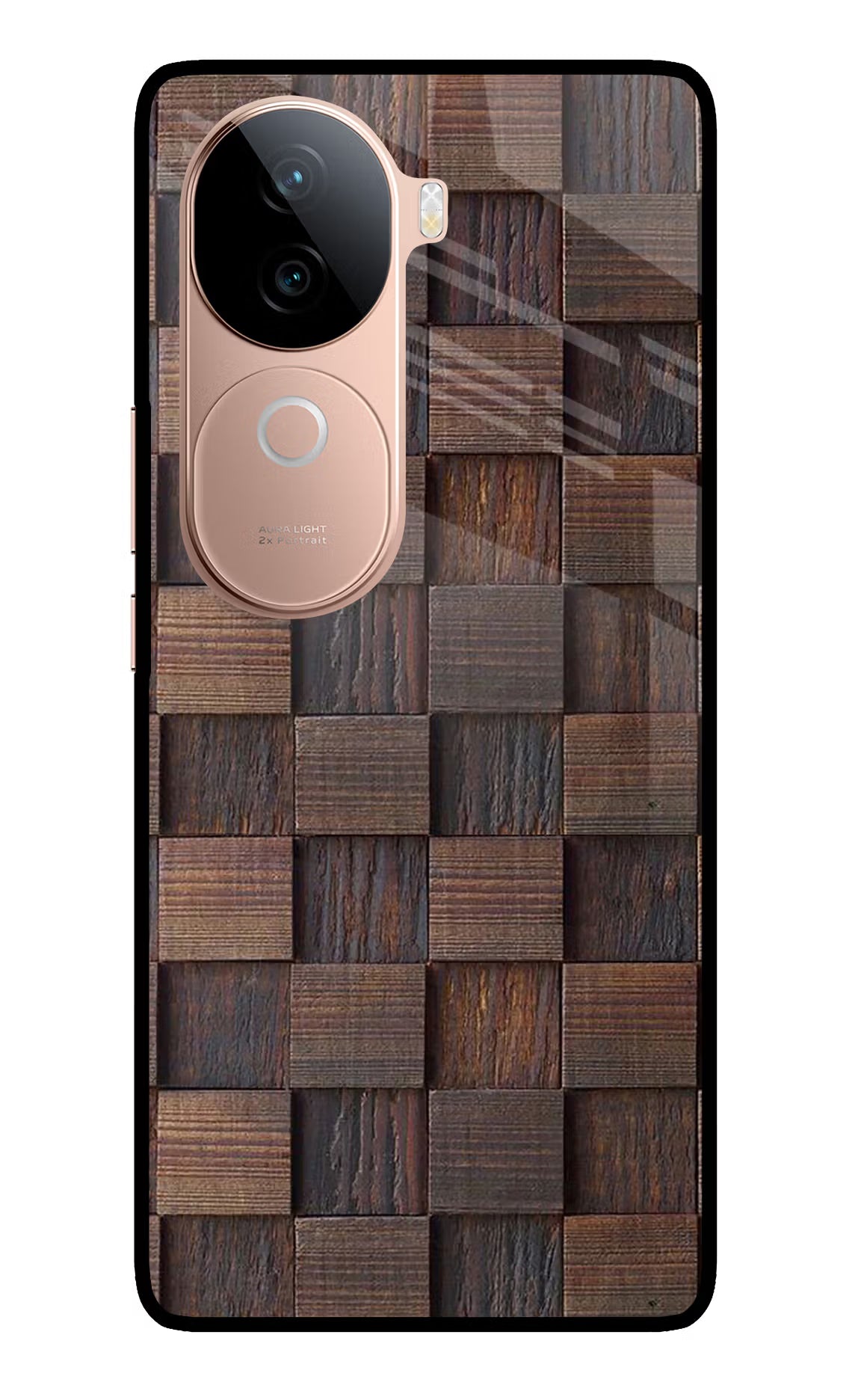 Wooden Cube Design IQOO Z9s 5G Glass Case