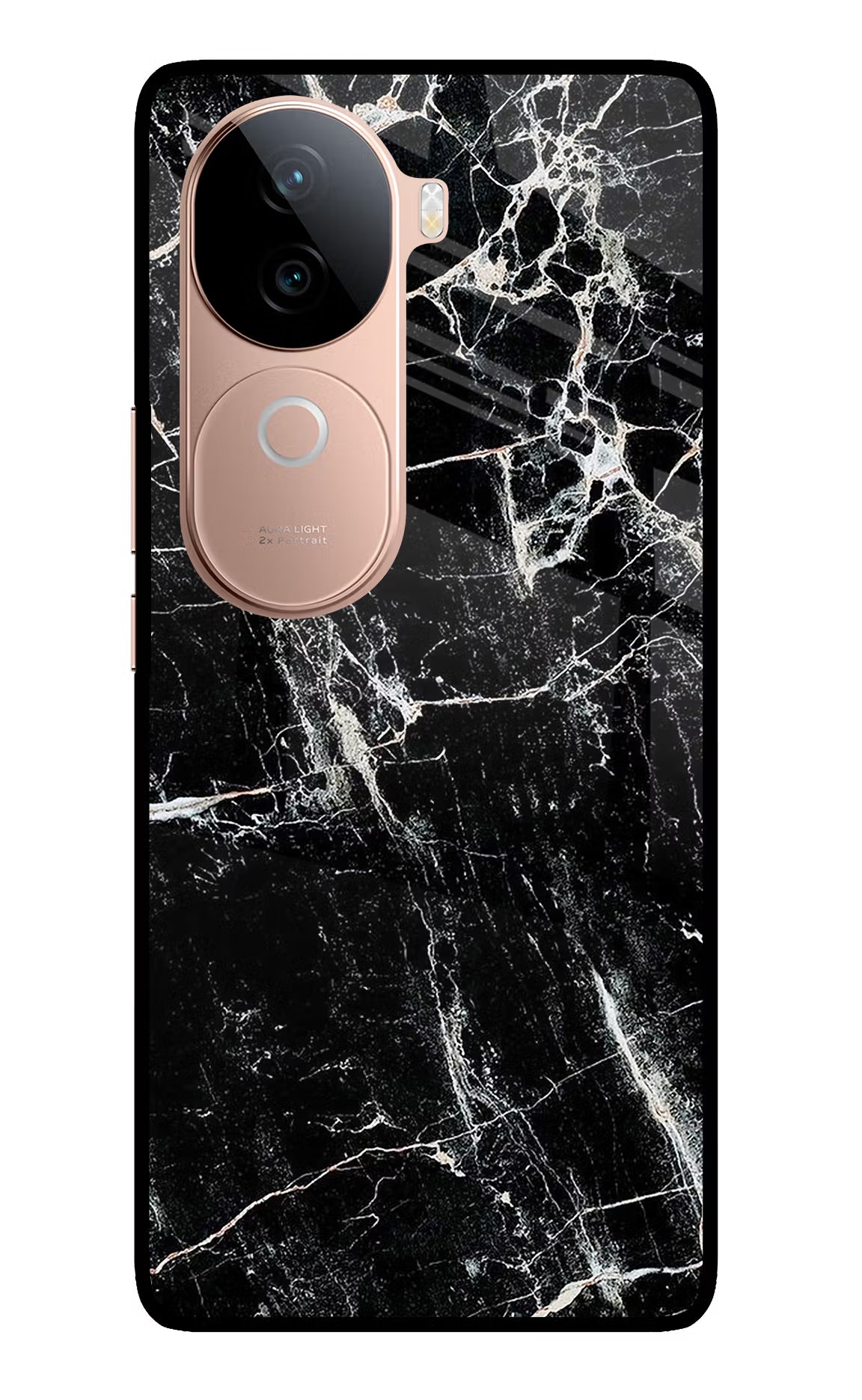 Black Marble Texture IQOO Z9s 5G Glass Case Back Cover by Casekaro