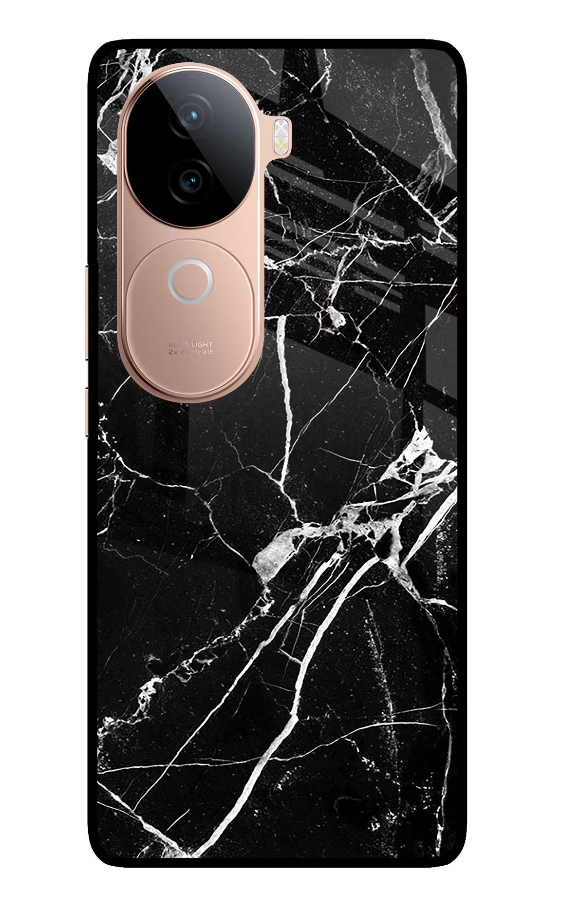 Black Marble Pattern IQOO Z9s 5G Glass Case