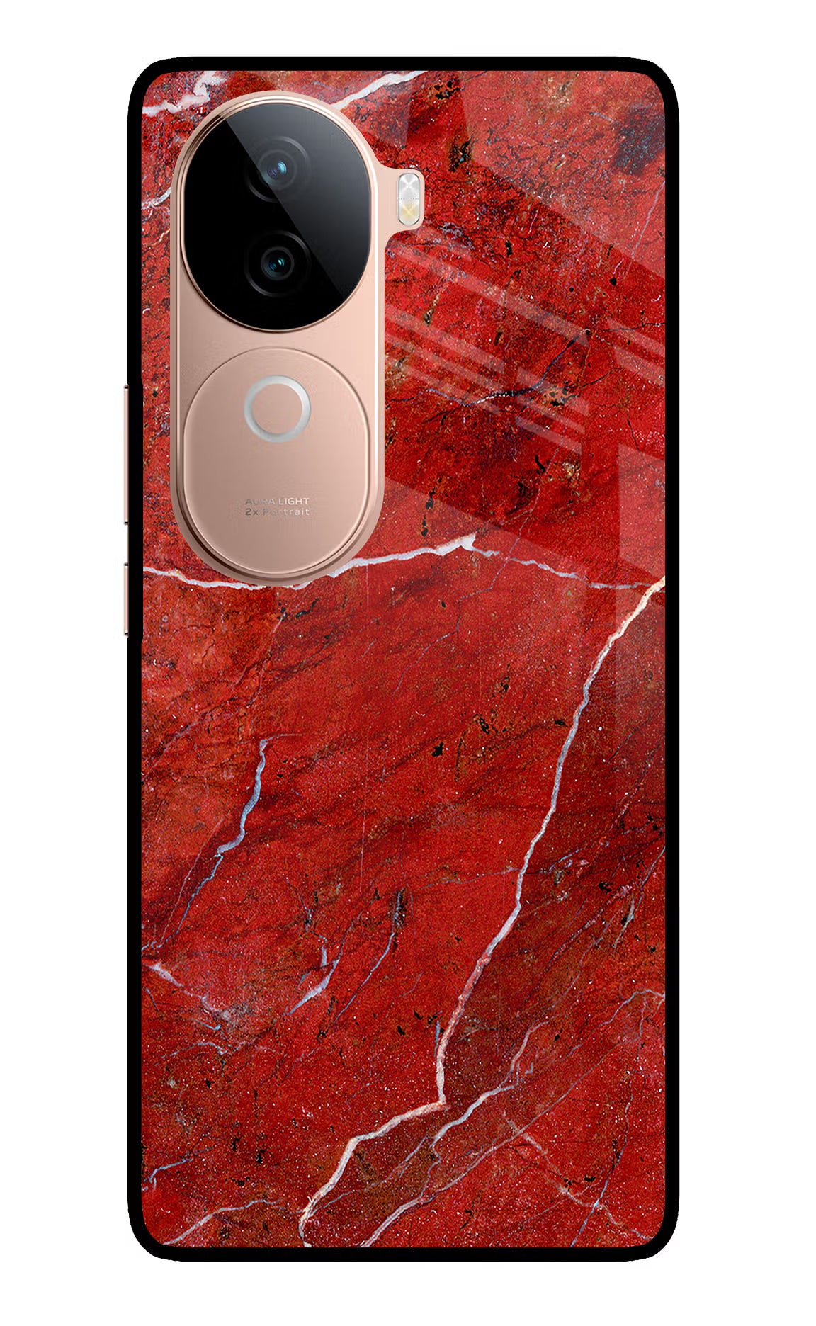 Red Marble Design IQOO Z9s 5G Glass Case Back Cover by Casekaro