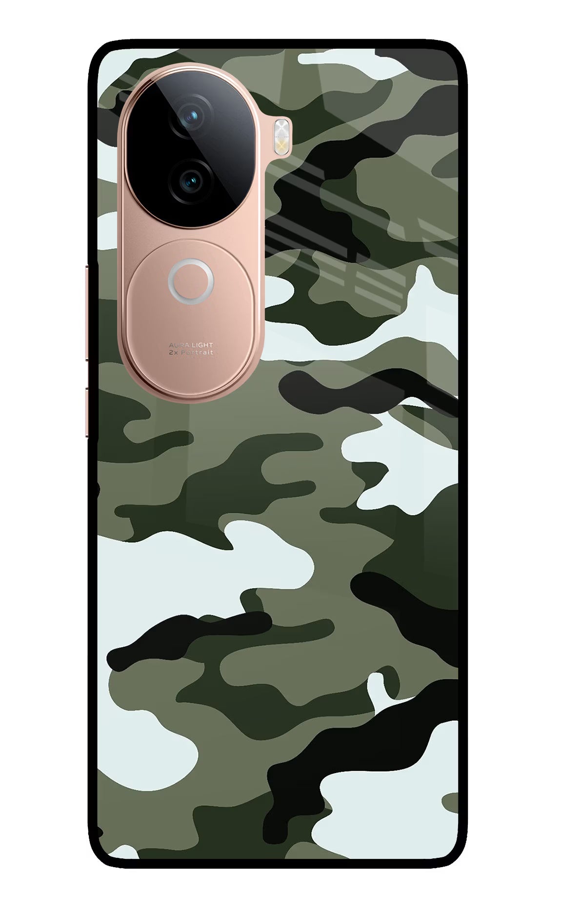 Camouflage IQOO Z9s 5G Glass Case Back Cover by Casekaro