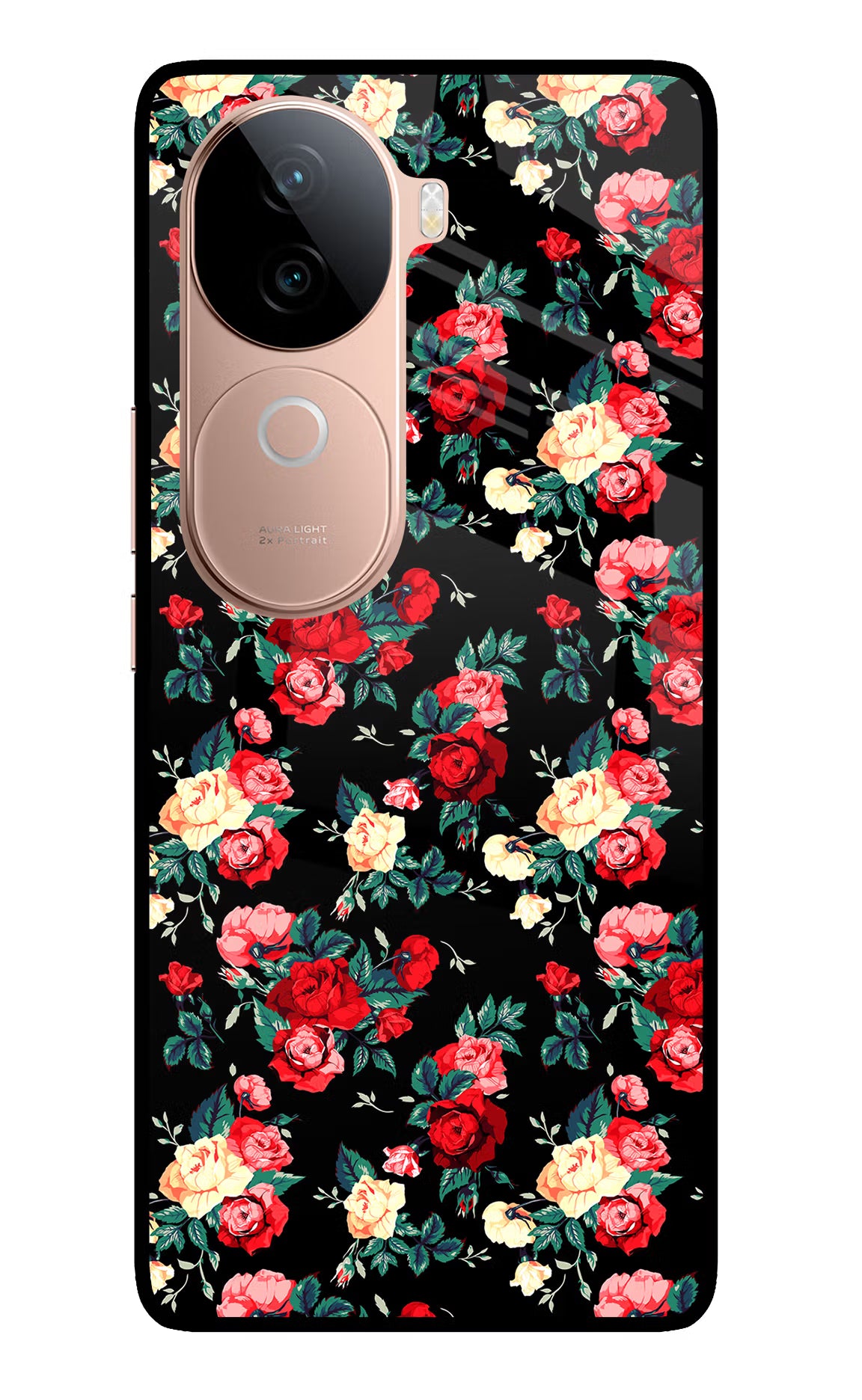 Rose Pattern IQOO Z9s 5G Glass Case Back Cover by Casekaro