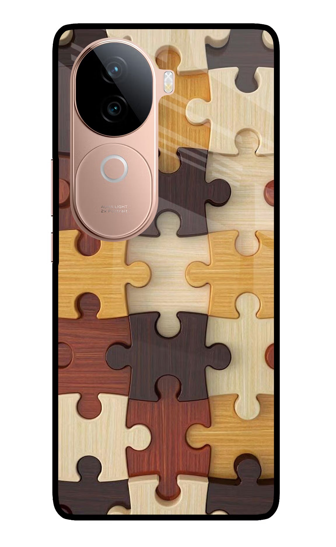 Wooden Puzzle IQOO Z9s 5G Glass Case Back Cover by Casekaro
