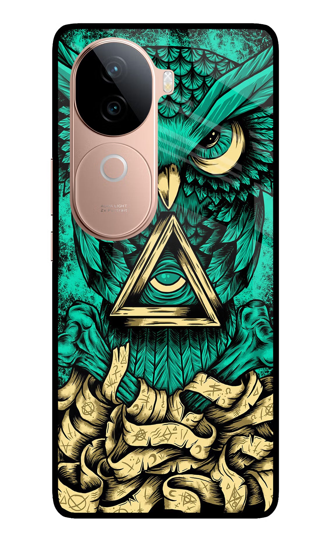 Green Owl IQOO Z9s 5G Glass Case Back Cover by Casekaro