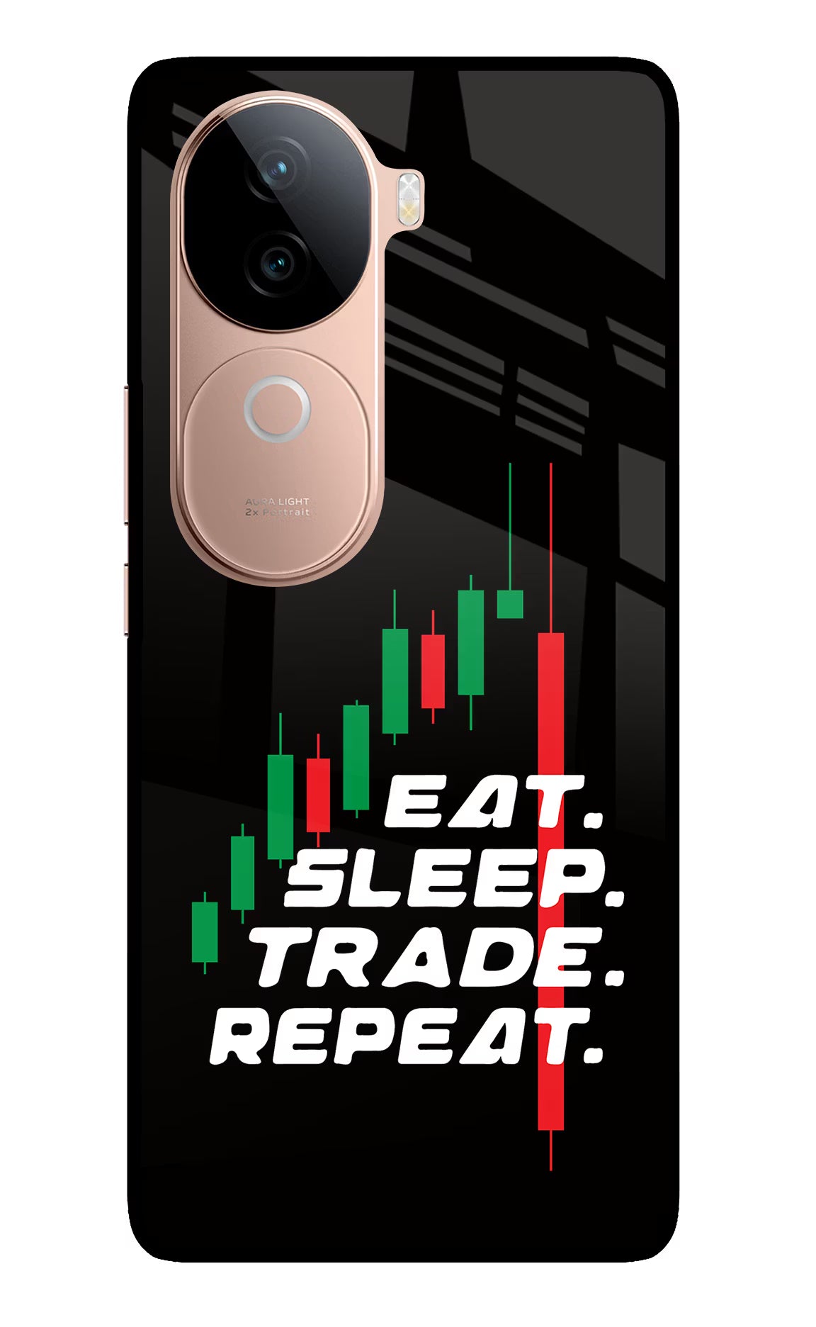 Eat Sleep Trade Repeat IQOO Z9s 5G Glass Case Back Cover by Casekaro