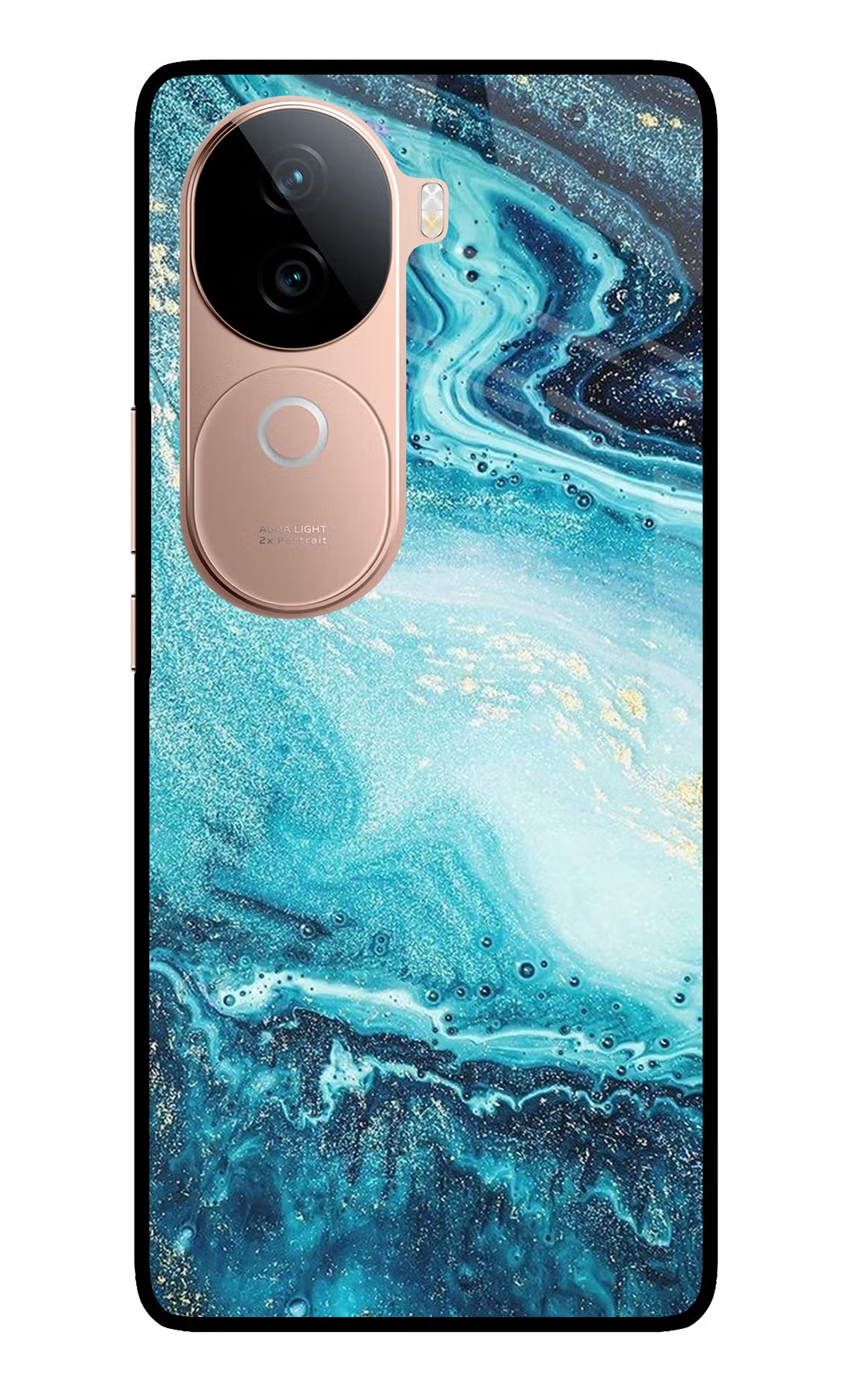 Blue Glitter Marble IQOO Z9s 5G Glass Case Back Cover by Casekaro