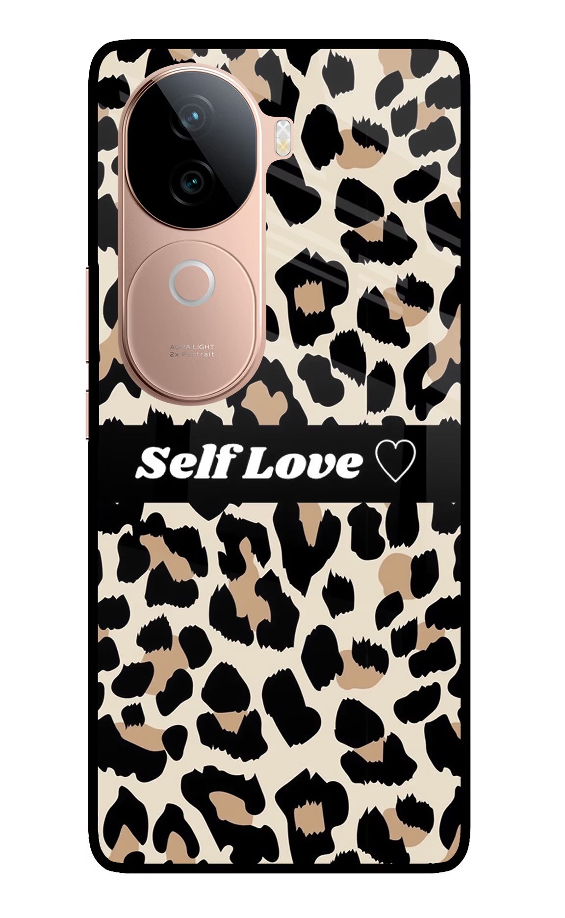 Leopard Print Self Love IQOO Z9s 5G Glass Case Back Cover by Casekaro