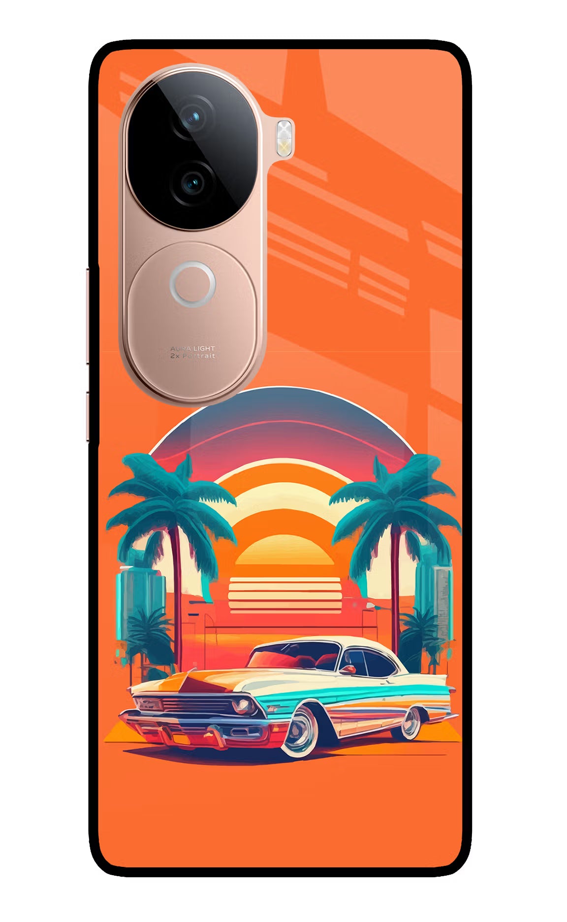 Palm Drive 80s IQOO Z9s 5G Glass Case Back Cover by Casekaro