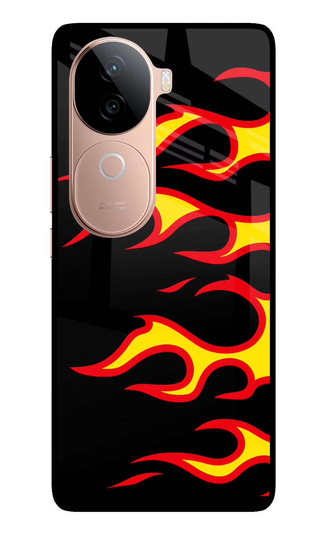 Side Sweep Flames IQOO Z9s 5G Glass Case Back Cover by Casekaro