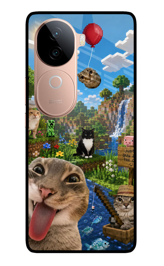 Minecraft Cat Chaos IQOO Z9s 5G Glass Case