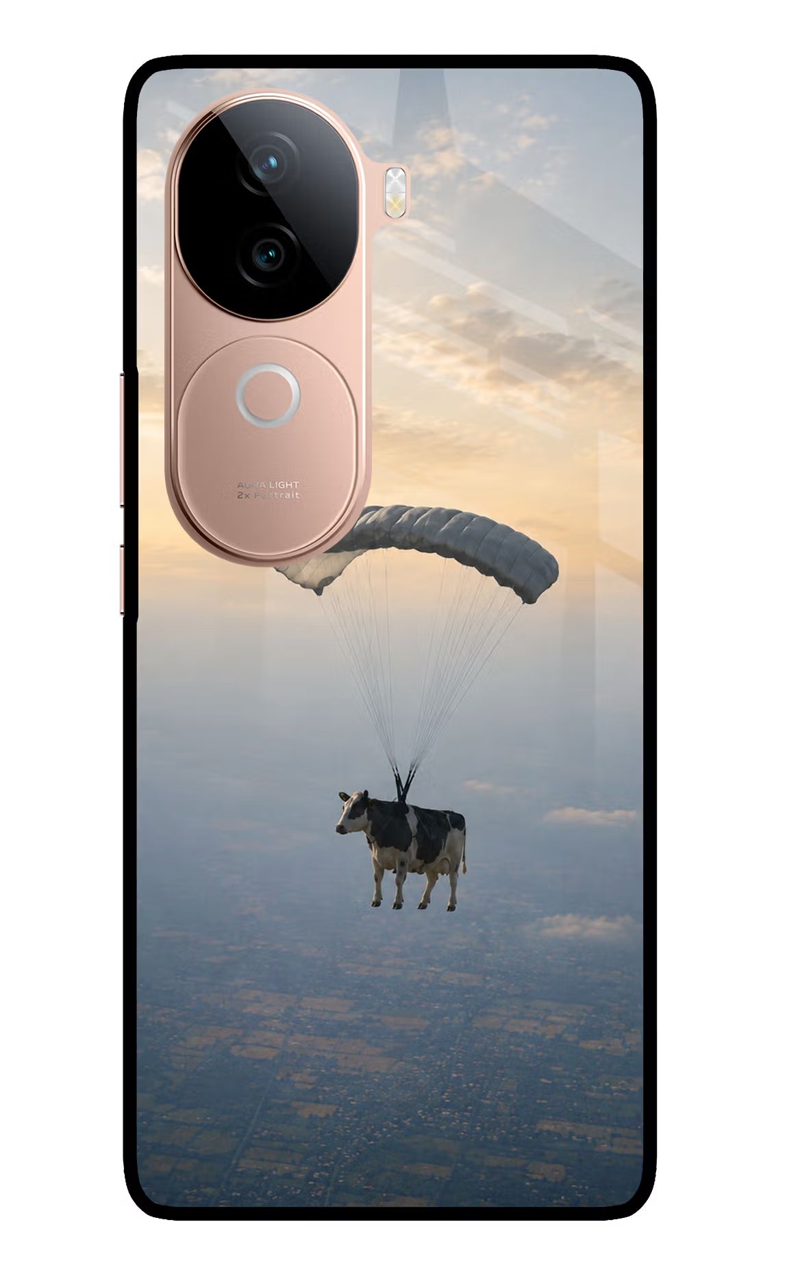 Skydiving Cow IQOO Z9s 5G Glass Case