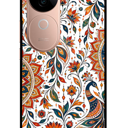 White Mayura IQOO Z9s 5G Glass Case