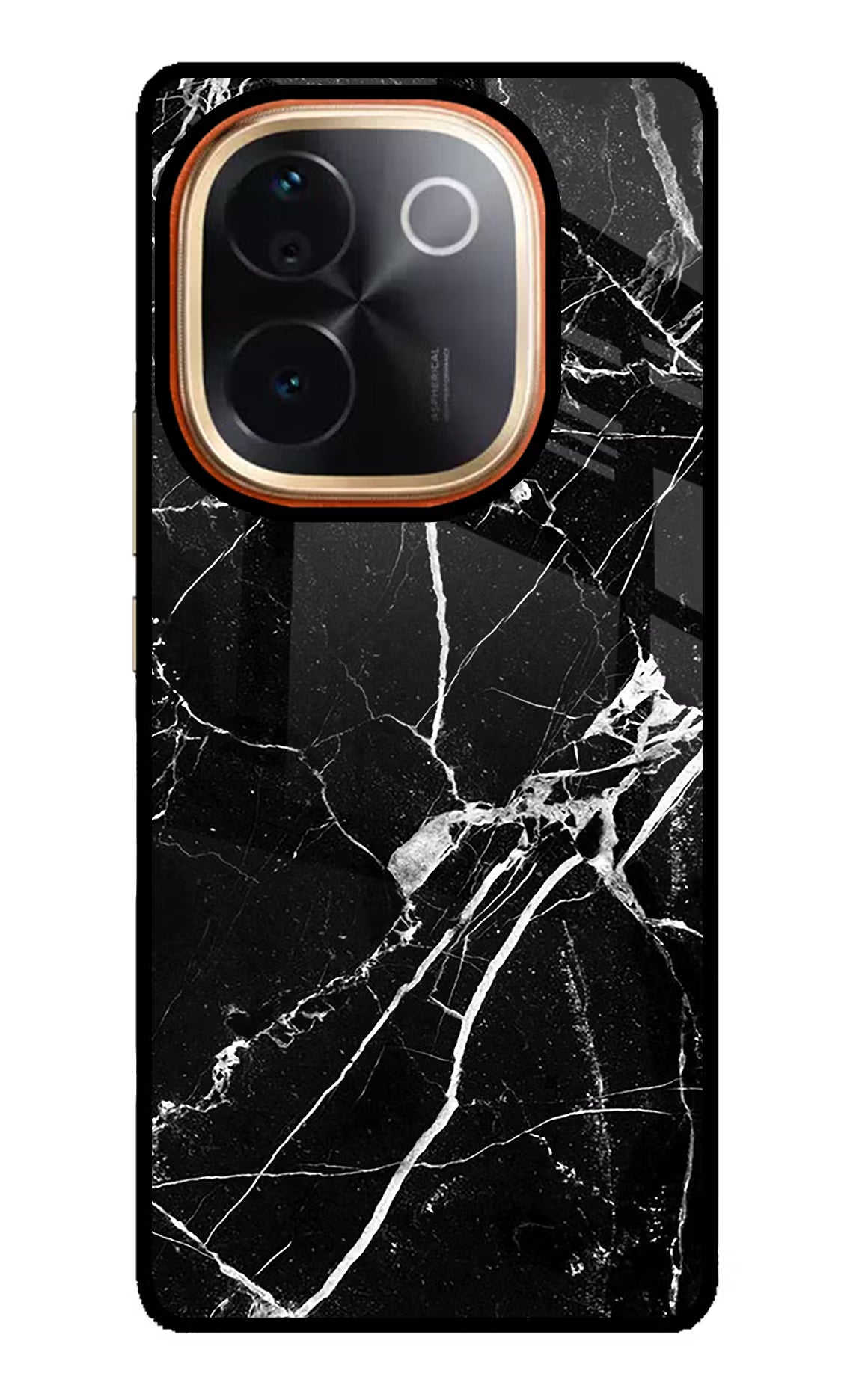 Black Marble Pattern IQOO Z9S Pro 5G Glass Case Back Cover by Casekaro