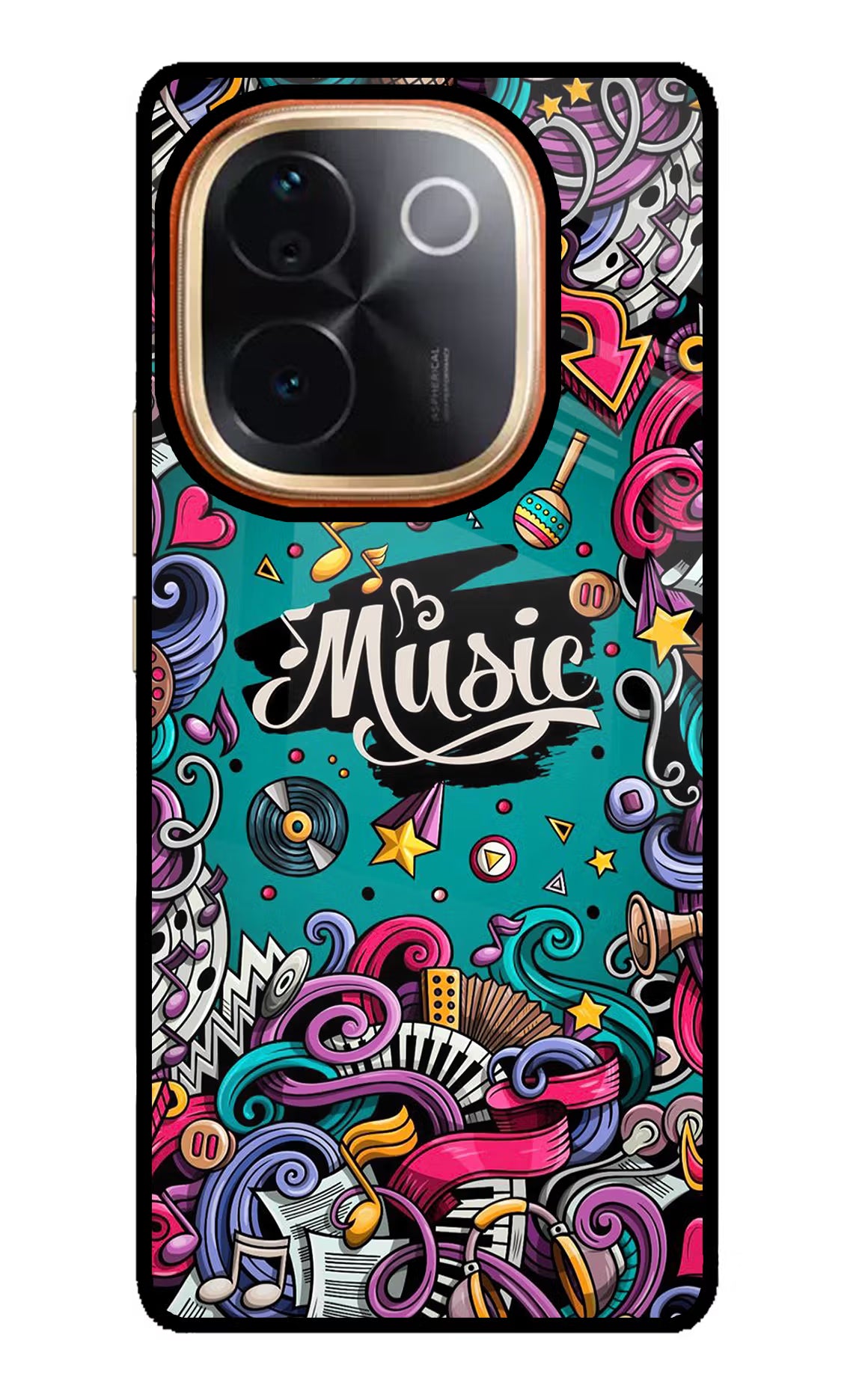 Music Graffiti IQOO Z9S Pro 5G Glass Case Back Cover by Casekaro