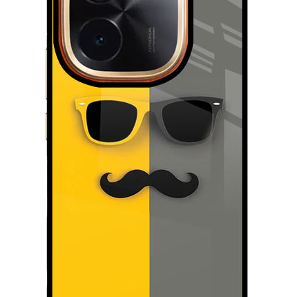 Sunglasses with Mustache IQOO Z9S Pro 5G Glass Case Back Cover by Casekaro