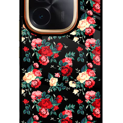 Rose Pattern IQOO Z9S Pro 5G Glass Case Back Cover by Casekaro