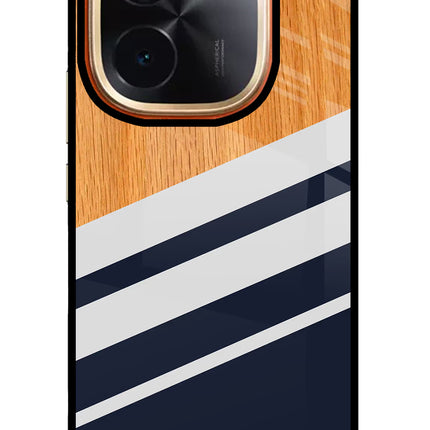 Blue and white wooden IQOO Z9S Pro 5G Glass Case Back Cover by Casekaro