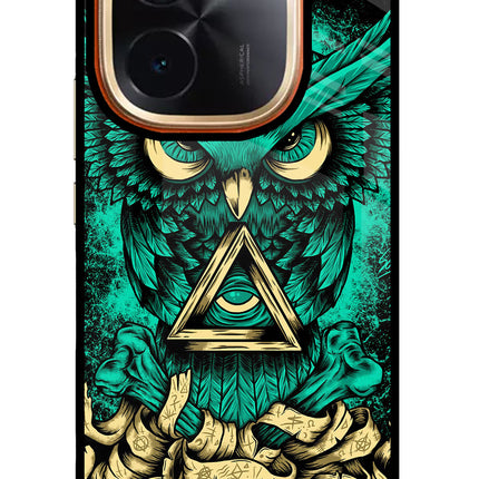 Green Owl IQOO Z9S Pro 5G Glass Case Back Cover by Casekaro