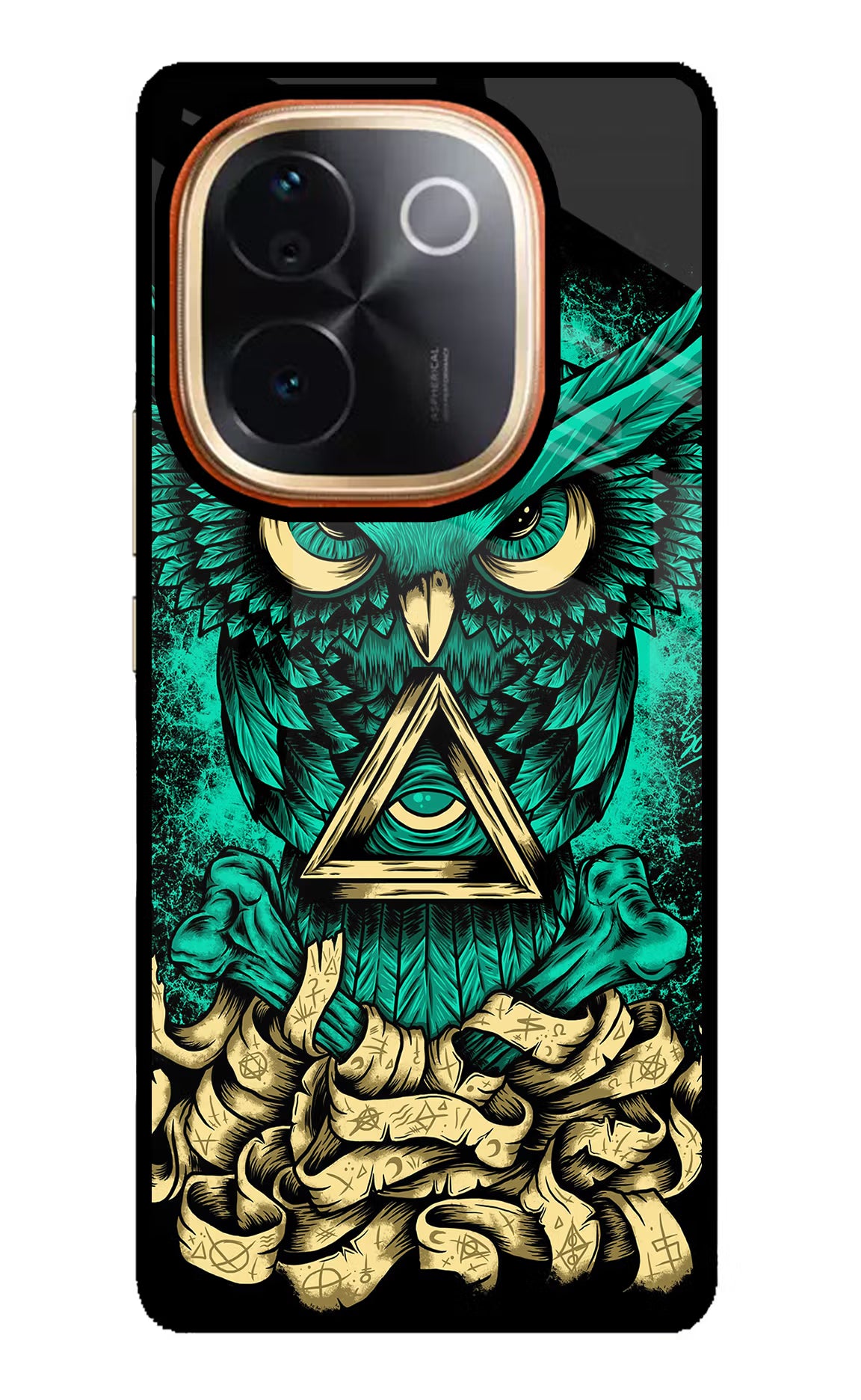 Green Owl IQOO Z9S Pro 5G Glass Case Back Cover by Casekaro