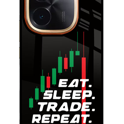 Eat Sleep Trade Repeat IQOO Z9S Pro 5G Glass Case Back Cover by Casekaro
