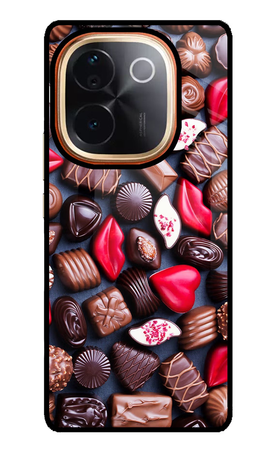 Chocolates IQOO Z9S Pro 5G Glass Case Back Cover by Casekaro