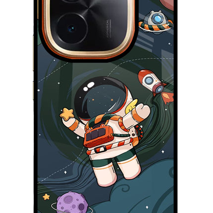 Cartoon Astronaut IQOO Z9S Pro 5G Glass Case Back Cover by Casekaro