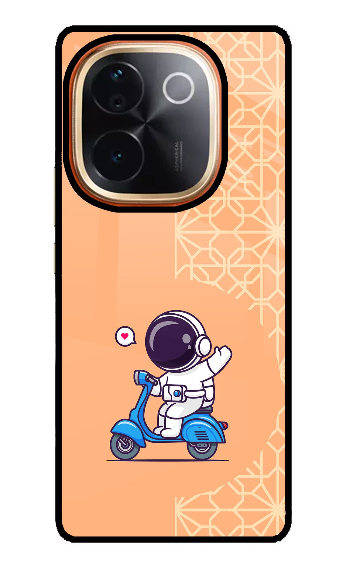 Cute Astronaut Riding IQOO Z9S Pro 5G Glass Case Back Cover by Casekaro