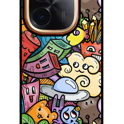 Veggie Doodle IQOO Z9S Pro 5G Glass Case Back Cover by Casekaro